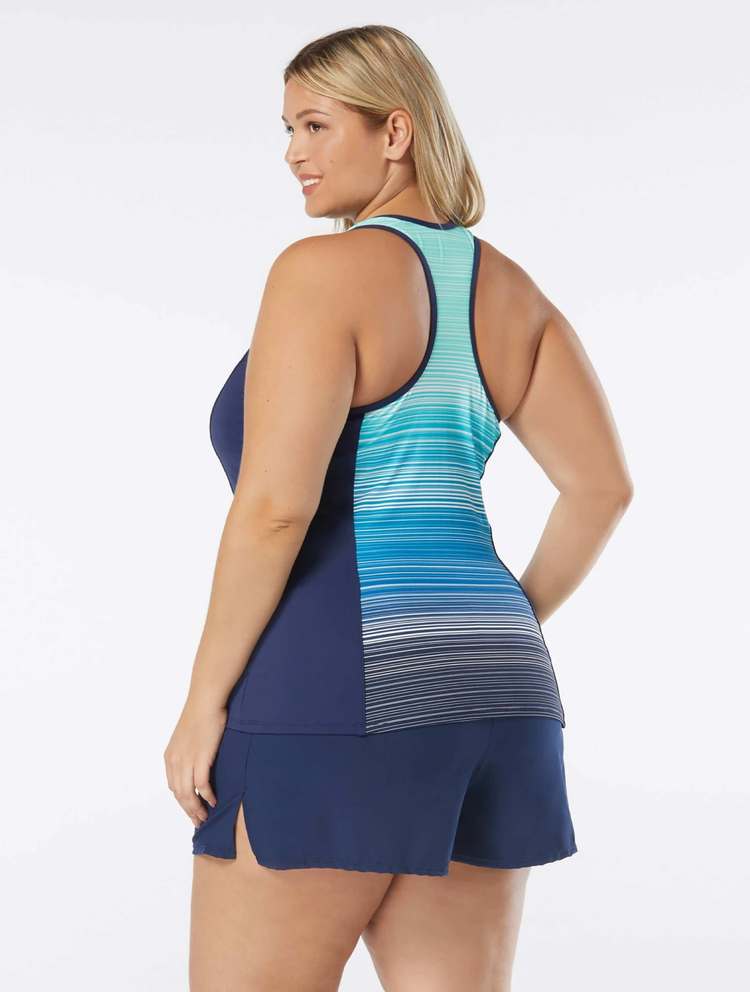 Beach House Swim Plus Size Erinna Racerback Zipper Front Tankini Top - Sunset Stripe 6 Beach House Swim Plus Size Erinna Racerback Zipper Front Tankini Top - Sunset Stripe - Image 4