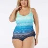 Beach House Swim Plus Size Bridget Shirred Side Underwire Tankini Top - Sunset Stripe
