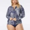 Beach House Sport Plus Size Ava Zip Front Rash Guard - Paradise Palm