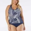 Beach House Sport Plus Size Ambition Fitted Cross Back Tankini Top - Paradise Palm -Beach Fit Fashion HW38387 511