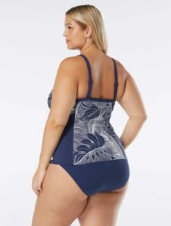 Beach House Sport Plus Size Ambition Fitted Cross Back Tankini Top - Paradise Palm -Beach Fit Fashion HW38387 511 alt02