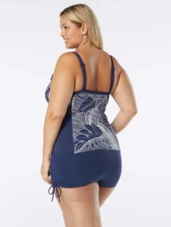 Beach House Sport Plus Size Ambition Fitted Cross Back Tankini Top - Paradise Palm -Beach Fit Fashion HW38387 511 alt04