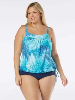 Beach House Swim Plus Size Audrey Blouson Tankini Top - Shadow Fern