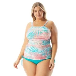 Beach House Swim Plus Size Blair High Neck Tankini Top - Frond Of You