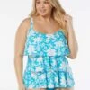 Beach House Swim Plus Size Jane Ruffle Tankini Top - Coastal Botanical -Beach Fit Fashion HW92096 447
