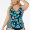 Beach House Swim Plus Size Erinna Racerback Zipper Front Tankini Top - Vineyard Floral