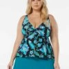 Beach House Swim Plus Size Willow Twist Front Underwire Tankini Top - Vineyard Floral -Beach Fit Fashion HW95364 001