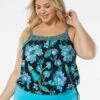 Beach House Swim Plus Size Audrey Blouson Tankini Top - Vineyard Floral -Beach Fit Fashion HW95365 001