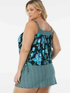 Beach House Swim Plus Size Audrey Blouson Tankini Top - Vineyard Floral -Beach Fit Fashion HW95365 001 alt03