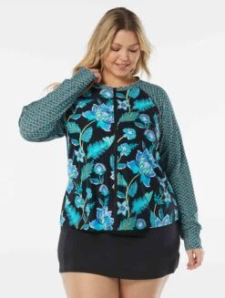 Beach House Swim Plus Size Mary Relaxed Fit Ruffled Sun Guard - Vineyard Floral