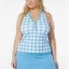 Beach House Swim Plus Size Nina Ruffled Trim Tankini Top - Summer Gingham