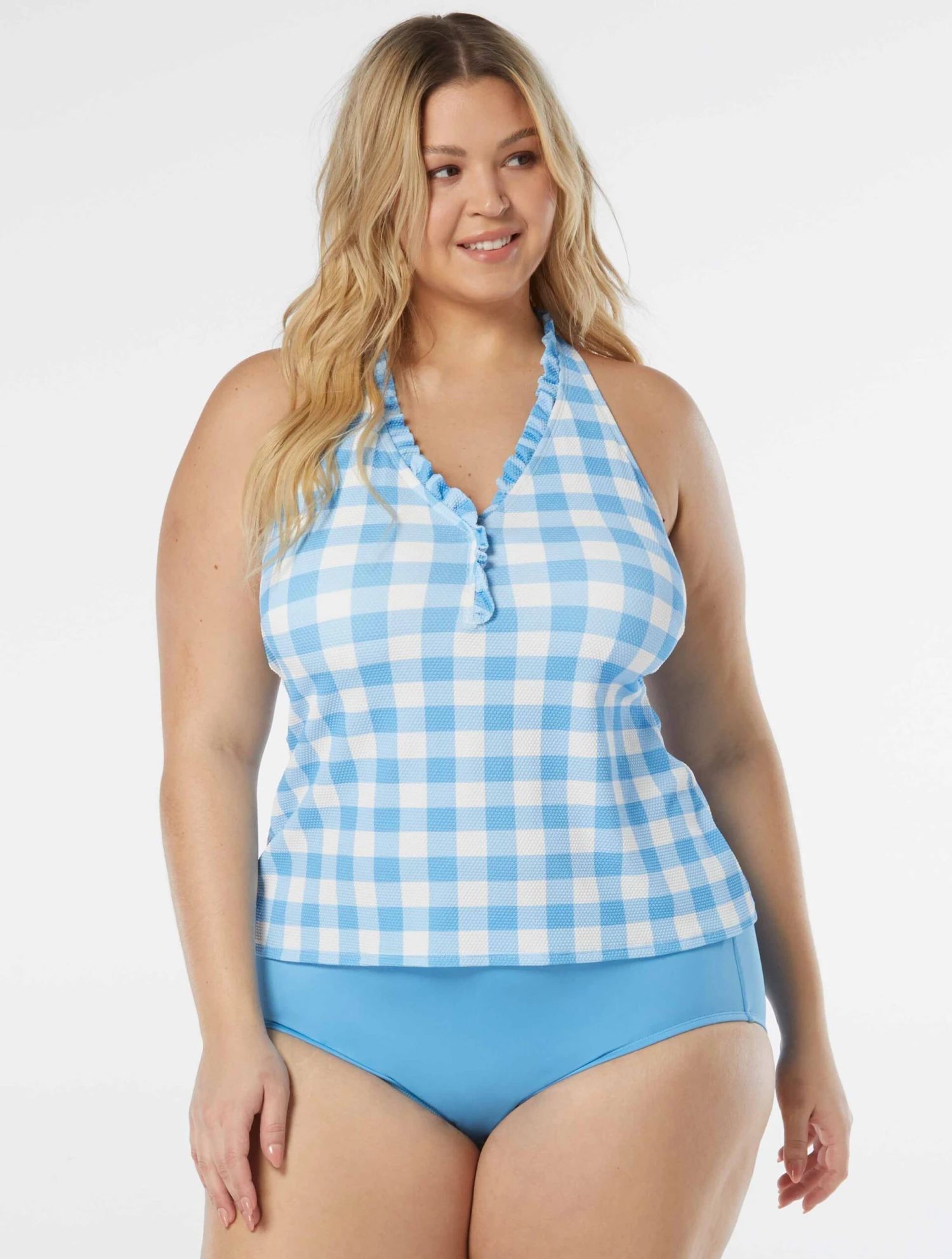 Beach House Swim Plus Size Nina Ruffled Trim Tankini Top - Summer Gingham 5 Beach House Swim Plus Size Nina Ruffled Trim Tankini Top - Summer Gingham - Image 3