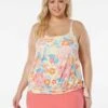 Beach House Swim Plus Size Sarah Side Tie Blouson Tankini Top - Newport Floral