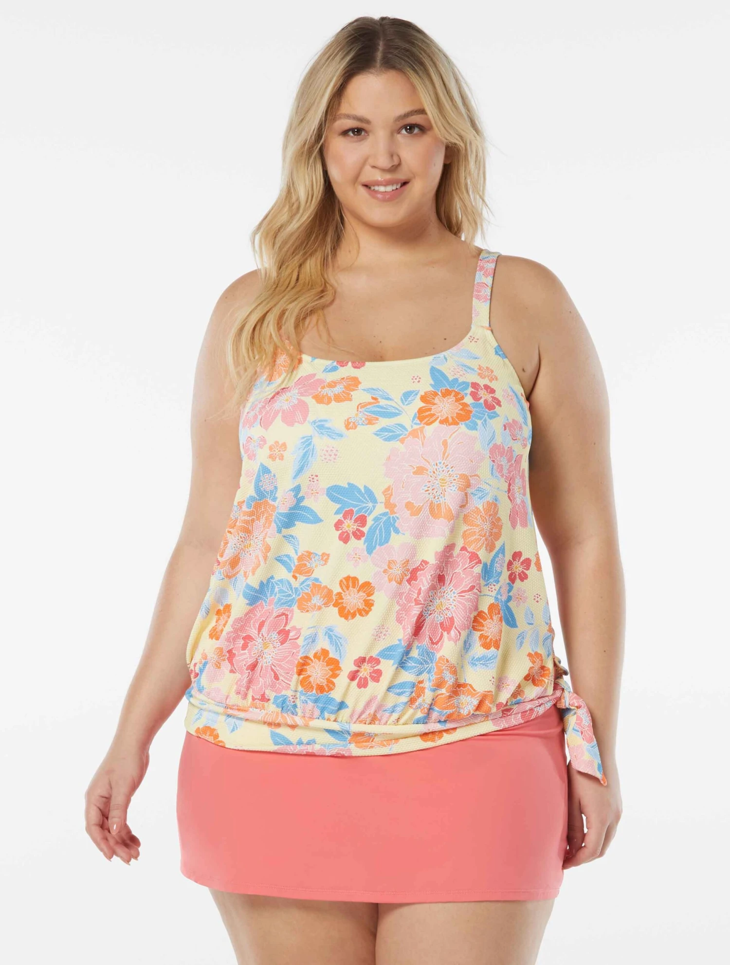 Beach House Swim Plus Size Sarah Side Tie Blouson Tankini Top - Newport Floral 3 Beach House Swim Plus Size Sarah Side Tie Blouson Tankini Top - Newport Floral