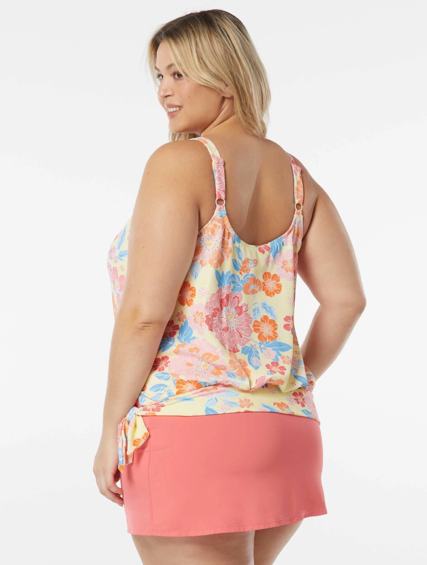 Beach House Swim Plus Size Sarah Side Tie Blouson Tankini Top - Newport Floral 4 Beach House Swim Plus Size Sarah Side Tie Blouson Tankini Top - Newport Floral - Image 2