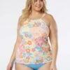 Beach House Swim Plus Size Blair High Neck Tankini Top - Newport Floral -Beach Fit Fashion HW98374 970