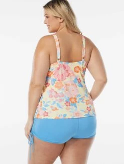 Beach House Swim Plus Size Blair High Neck Tankini Top - Newport Floral -Beach Fit Fashion HW98374 970 alt05