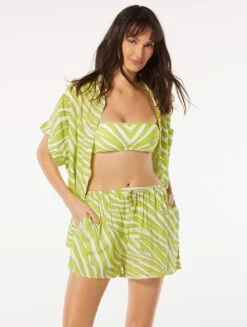 MICHAEL Michael Kors Camp Shirt Cover Up - Mod Zebra -Beach Fit Fashion MM1B594 305 alt03