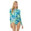 MICHAEL Michael Kors Long Sleeve Surf One Piece Swimsuit - Wave 2 MICHAEL Michael Kors Long Sleeve Surf One Piece Swimsuit - Wave -Beach Fit Fashion MM1D413 456