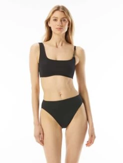 MICHAEL Michael Kors Logo Chain Bikini Top - Signature Solids -Beach Fit Fashion MM1K033 001 alt02 R