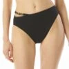MICHAEL Michael Kors Logo Chain High Waist Bikini Bottom - Signature Solids -Beach Fit Fashion MM1K034 001 R