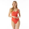 MICHAEL Michael Kors Logo Ring U-Neck One Piece Swimsuit - Solid Texture 1 MICHAEL Michael Kors Logo Ring U-Neck One Piece Swimsuit - Solid Texture -Beach Fit Fashion MM1W277 609