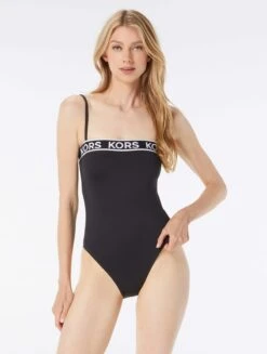 MICHAEL Michael Kors Square Neck Underwire One Piece Swimsuit - Logo Elastic Solids