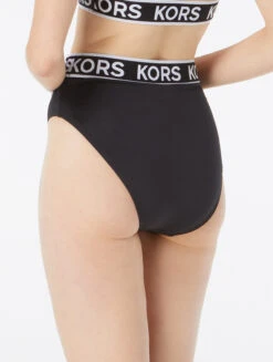 MICHAEL Michael Kors High Waist Bikini Bottom - Logo Elastic Solids -Beach Fit Fashion MM2M512 001 alt01