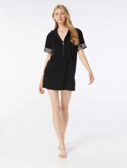MICHAEL Michael Kors Terry Cover Up Hoodie Dress - Logo Elastic Solids