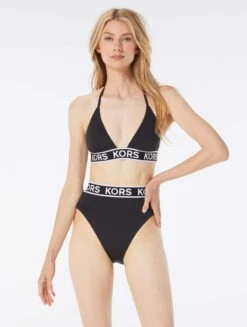 MICHAEL Michael Kors String Bikini Top - Logo Elastic Solids