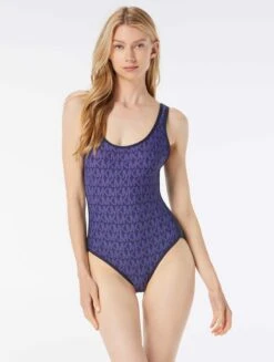 MICHAEL Michael Kors Scoopneck One Piece Swimsuit - Signature Logo