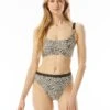 MICHAEL Michael Kors Logo Ring Bikini Top - Abstract Animal -Beach Fit Fashion MM3K601 112 R