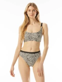 MICHAEL Michael Kors Logo Ring Bikini Top - Abstract Animal