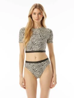 MICHAEL Michael Kors Short Sleeve Rashguard - Abstract Animal