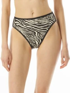 MICHAEL Michael Kors High Leg Bikini Bottom - Zebra
