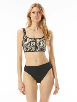 MICHAEL Michael Kors Zip Front Bikini Top - Zebra 9 MICHAEL Michael Kors Zip Front Bikini Top - Zebra -Beach Fit Fashion MM4K606 112 alt03 R