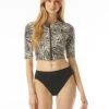 MICHAEL Michael Kors Zip Front Cropped Rashguard - Zebra