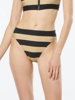 MICHAEL Michael Kors High Waist Bikini Bottom - Rugby Stripe