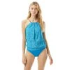 MICHAEL Michael Kors Blouson High Neck Tankini Top - Geo Print -Beach Fit Fashion MM6C599 456