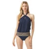 MICHAEL Michael Kors Twist Neck Tankini Top - Chain Border -Beach Fit Fashion MM7D660 412