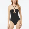 MICHAEL Michael Kors Keyhole One Piece Swimsuit - Texture Solids 1 MICHAEL Michael Kors Keyhole One Piece Swimsuit - Texture Solids -Beach Fit Fashion MM7F011 001