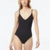 MICHAEL Michael Kors Cross Back One Piece Swimsuit - Texture Solids 1 MICHAEL Michael Kors Cross Back One Piece Swimsuit - Texture Solids -Beach Fit Fashion MM7F020 001