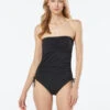 MICHAEL Michael Kors Shirred Bandeau One Piece Swimsuit - Solids