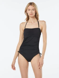 MICHAEL Michael Kors Shirred Bandeau One Piece Swimsuit - Solids 8 MICHAEL Michael Kors Shirred Bandeau One Piece Swimsuit - Solids -Beach Fit Fashion MM7M179 001 alt02