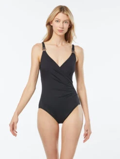MICHAEL Michael Kors Surplice One Piece Swimsuit - Solids