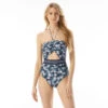 MICHAEL Michael Kors Bandeau Cut Out One Piece - Palm Mix -Beach Fit Fashion MM8J591 412