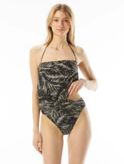 MICHAEL Michael Kors Tie Front Tankini Top - Sonoran Palm -Beach Fit Fashion MM9J302 001 alt02