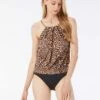 MICHAEL Michael Kors Blouson High Neck Tankini Top - Wildcat -Beach Fit Fashion MM9M599 220