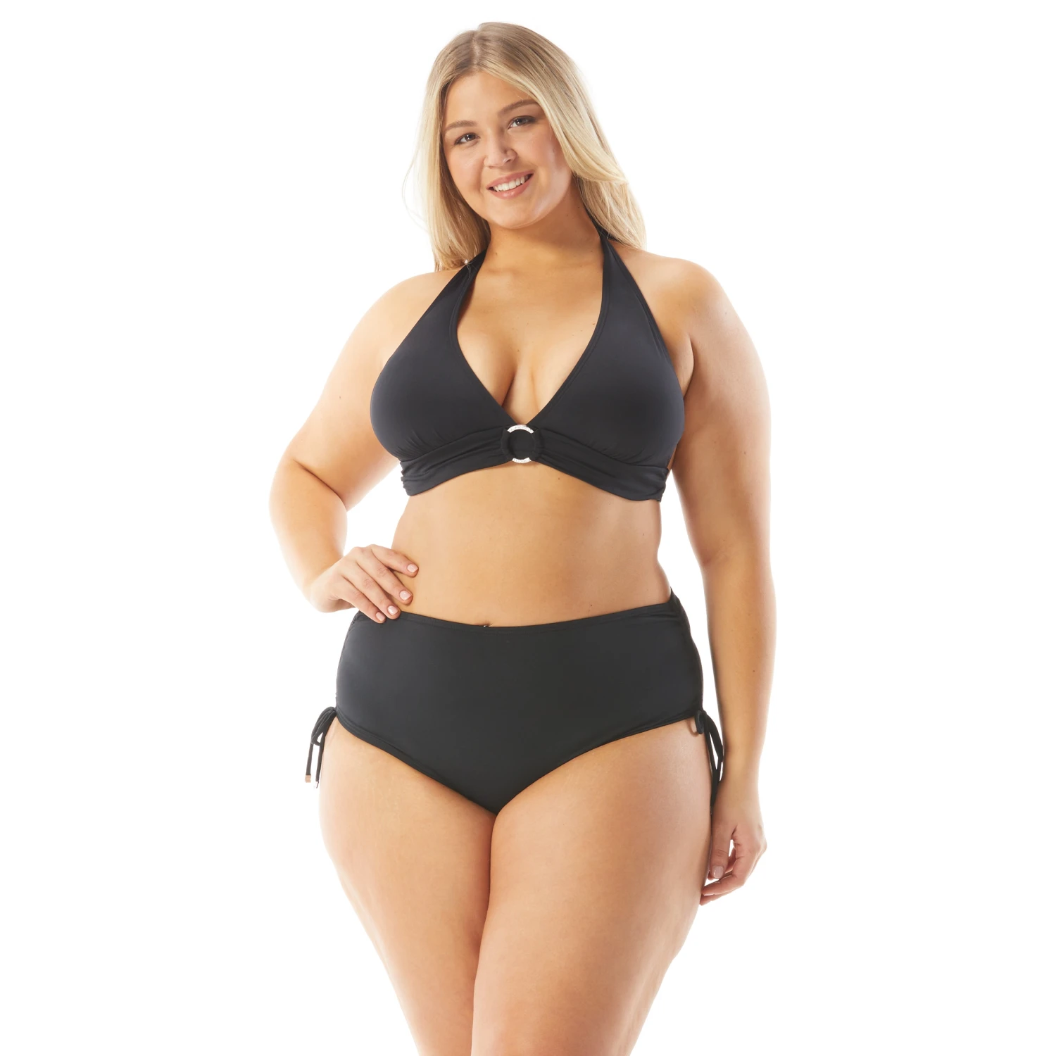 MICHAEL Michael Kors Plus Size Logo Ring Halter Top - Iconic Solids 3 MICHAEL Michael Kors Plus Size Logo Ring Halter Top - Iconic Solids