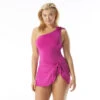 Coco Contours Rosaline One Shoulder Sarong Bra Sized One Piece Swimsuit - Keepsake -Beach Fit Fashion T32068 522